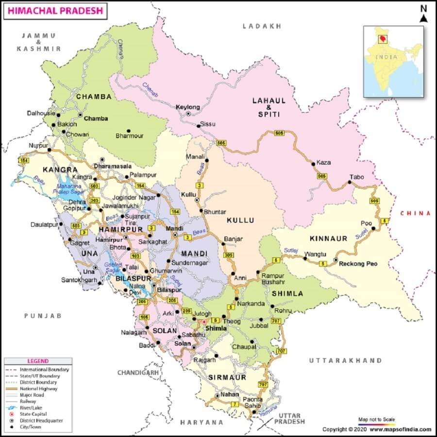 Himachal Tourist Map